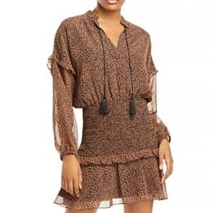 Aqua Long Sleeve Brown Dress